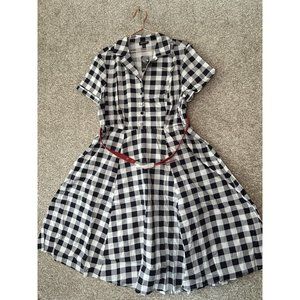 Torrid Retro Chic Blue Plaid Belted Short Sleeve Collared Midi Dress 14